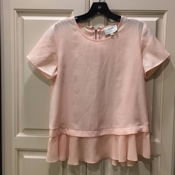 New Madison Marcus blush pink peplum ruffle hem top - Picture 1 of 4